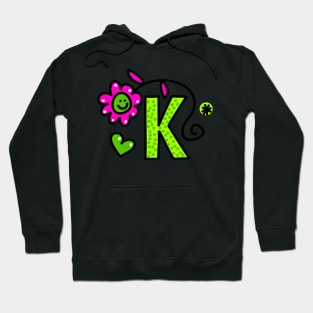 Letter K abc monogram hand drawn colorful alphabet Hoodie